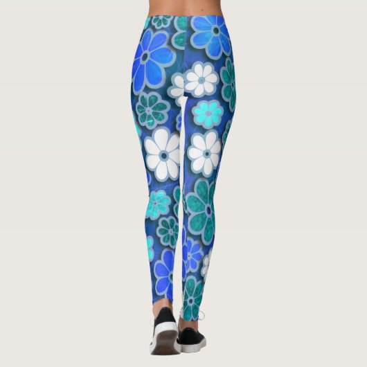 Hippie Blue Floating Floral patterned | LEGGINGS (Achterkant)