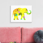 Hippie Bohemian Bloemenolifant Canvas Afdruk (Insitu (Woonkamer))