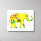 Hippie Bohemian Bloemenolifant Canvas Afdruk (Voorkant)
