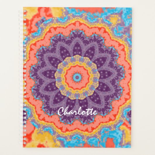 Hippie Bohemian Mandala Paarse Mix Persoonlijk Planner (Voorkant)