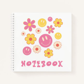 Hippie Boho Bloemen en Smile Retro Notitieboek