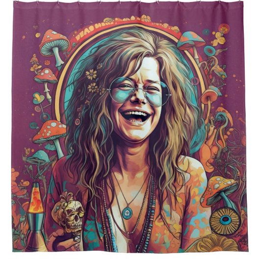 Hippie Boho Groovy Vibes Retro Psychedelische Trip Douchegordijn (Voorkant)