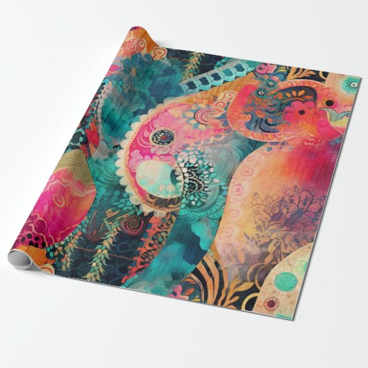 hippie boho-inpakpapier cadeaupapier (Uitgerold)