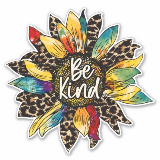 Hippie Boho kleurrijke zonnebloem Sticker (Voorkant)