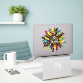 Hippie Boho kleurrijke zonnebloem Sticker (Laptop op bureau)