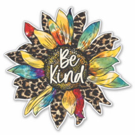 Hippie Boho Kleurrijke Zonnebloem Wees Aardig Sticker