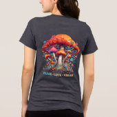 Hippie Boho Paddenstoel Vrede Liefde Vegan Tri-Blend Shirt (Achterkant)