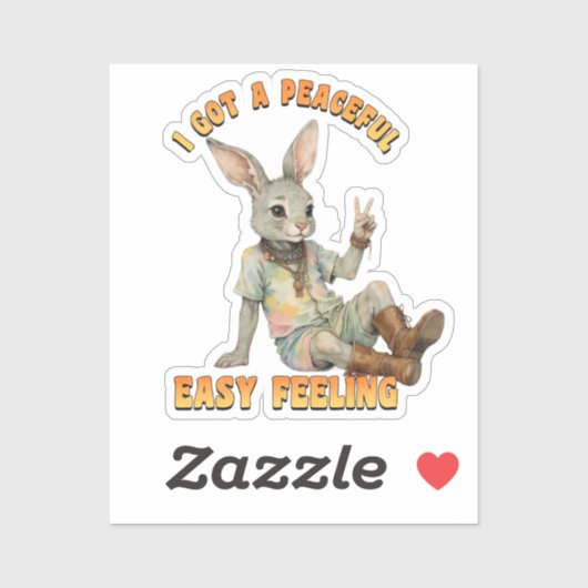 Hippie Boho Peaceful Easy Feeling Rabbit Bunny Sticker (Vel)