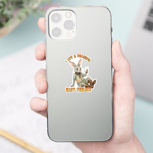 Hippie Boho Peaceful Easy Feeling Rabbit Bunny  Sticker (Telefoon)
