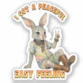 Hippie Boho Peaceful Easy Feeling Rabbit Bunny Sticker (Voorkant)