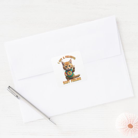 Hippie Boho Peaceful Easy Feeling Rabbit Bunny  Vierkante Sticker (Envelop)