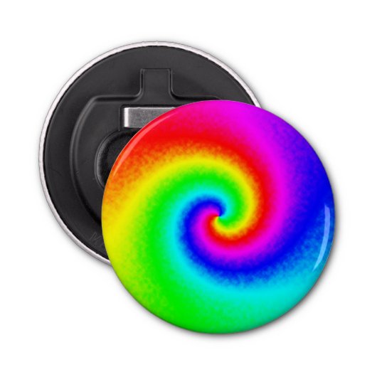 Hippie Boho Tie Dye Psychedelic Twirl Button Flesopener (Voorkant)