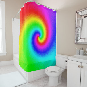 Hippie Boho Tie Dye Psychedelic Twirl Douchegordijn