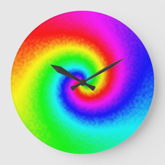 Hippie Boho Tie Dye Psychedelic Twirl Grote Klok (Voorkant)