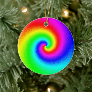  Hippie Boho Tie Dye Psychedelic Twirl Keramisch Ornament