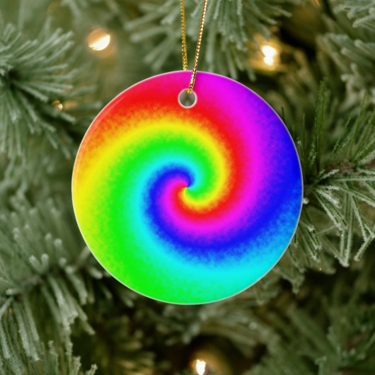 Hippie Boho Tie Dye Psychedelic Twirl Keramisch Ornament (Boom)