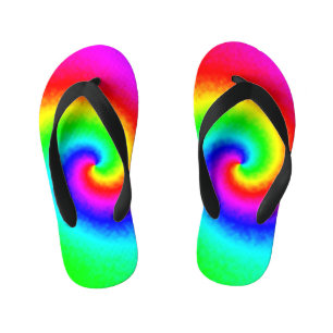  Hippie Boho Tie Dye Psychedelic Twirl Kinder Teenslippers