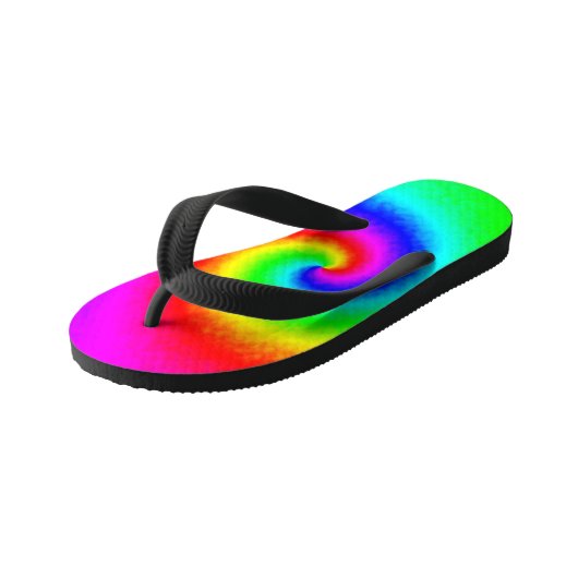  Hippie Boho Tie Dye Psychedelic Twirl Kinder Teenslippers (Schuin)