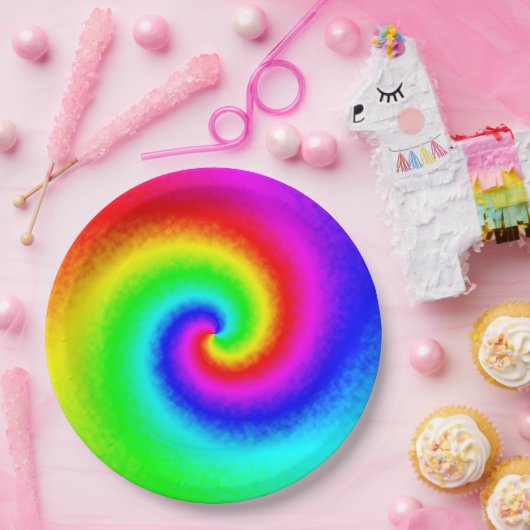 Hippie Boho Tie Dye Psychedelic Twirl Papieren Bordje (Feest)