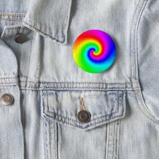  Hippie Boho Tie Dye Psychedelic Twirl Ronde Button 5,7 Cm (In situ)