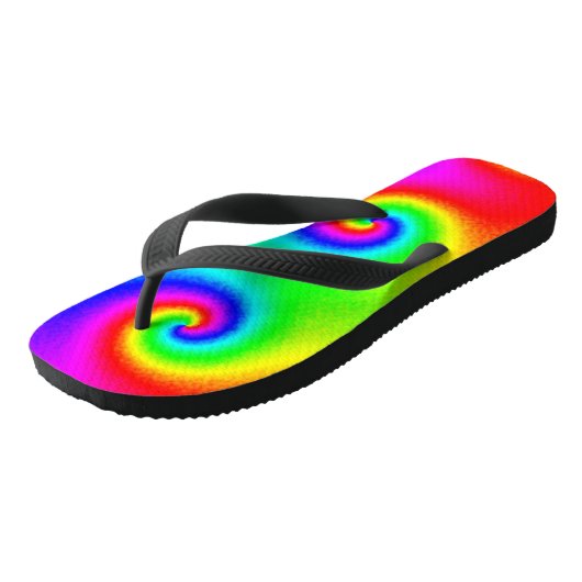  Hippie Boho Tie Dye Psychedelic Twirl Teenslippers (Schuin)