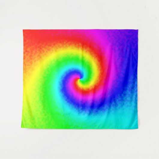  Hippie Boho Tie Dye Psychedelic Twirl Wandkleed (Voorkant (horizontaal))