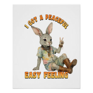 Hippie Boho Vreedzame Gemakkelijke Gevoel Konijn K Perfect Poster