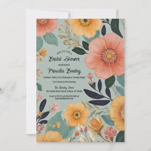 Hippie Boho Waterverf Bloemen Vrijgezellenfeest Kaart (Voorkant)