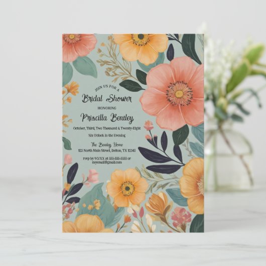 Hippie Boho Waterverf Bloemen Vrijgezellenfeest Kaart (Staand voorkant)