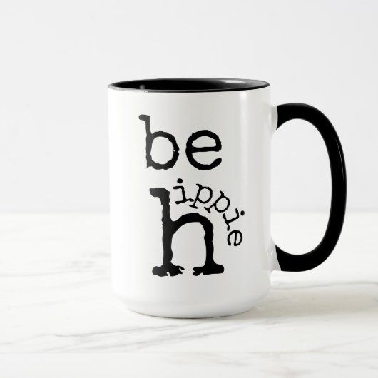 Hippie, Boho, Zwart Wit, Koffie Mok (Rechts)