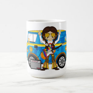 Hippie Boy met Guitar & Camper Van Koffiemok