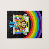 Hippie Boy met Guitar & Camper Van Legpuzzel (Horizontaal)