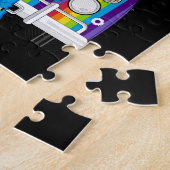 Hippie Boy met Guitar & Camper Van Legpuzzel (Zijkant)