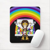 Hippie Boy met Guitar & Camper Van Muismat (Met muis)