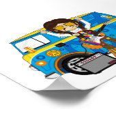 Hippie Boy met Guitar & Camper Van Poster (Hoek)