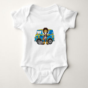 Hippie Boy met Guitar & Camper Van Romper
