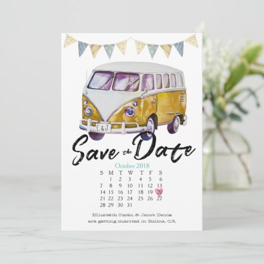 Hippie Bruiloft Save the Date Kaart (Staand voorkant)