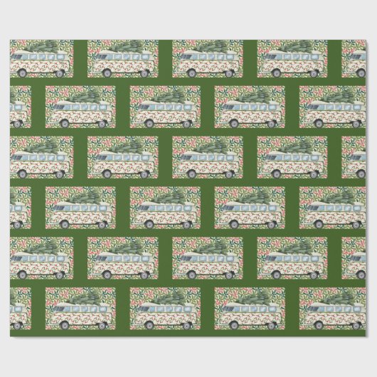  Hippie Bus brengt kerstmis in huis Cadeaupapier (Vlak)