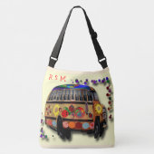 Hippie-bus en -zonnebloem crossbody tas (Voorkant)