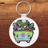 Hippie-bus Halloween-kostuum Retro Bones Sleutelhanger (Voorkant)