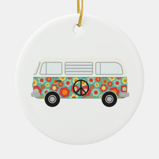 Hippie Bus Keramisch Ornament (Voorkant)