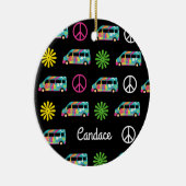 Hippie Bus Peace Sign 70 Keramisch Ornament (Rechts)