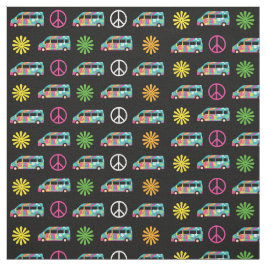 Hippie Bus Peace Sign 70 Stof