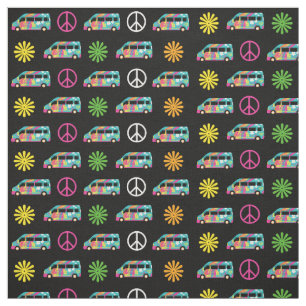 Hippie Bus Peace Sign 70 Stof