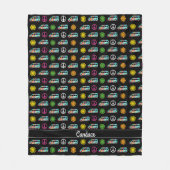 Hippie Bus Peace Sign 70s Gepersonaliseerd zwart Fleece Deken (Voorkant)