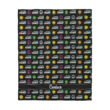 Hippie Bus Peace Sign 70s Gepersonaliseerd zwart