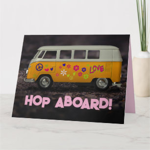 HIPPIE BUS VAN FUNNY GREETING BIRTHDAY KAART