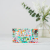 Hippie Camper Blauwgroen White Girly Glamping Visitekaartje (Staand voorkant)