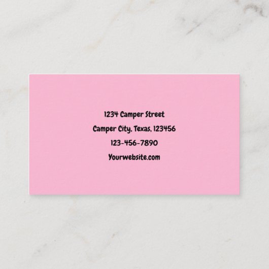 Hippie Camper Pink Green Glamping Visitekaartje (Achterkant)