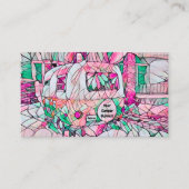 Hippie Camper Pink Green Glamping Visitekaartje (Voorkant)